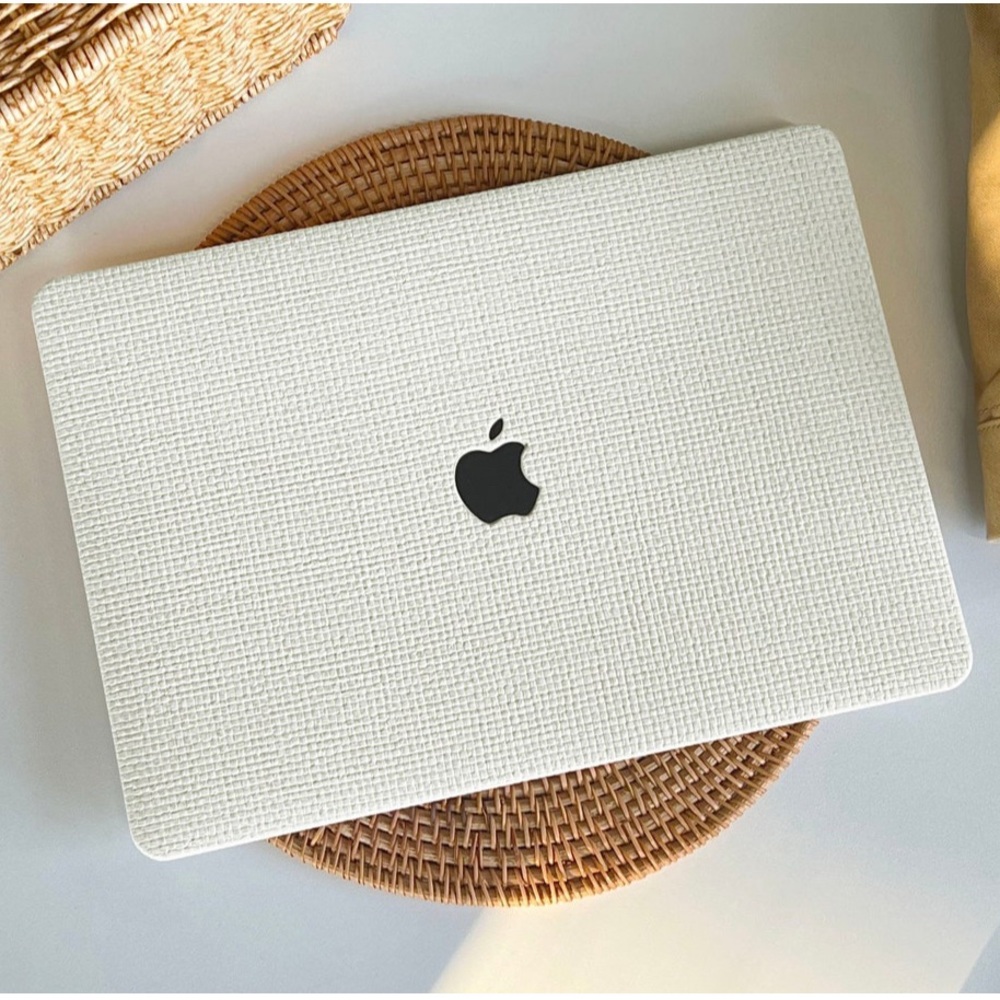 Apple Woven Texture White Laptop Cover